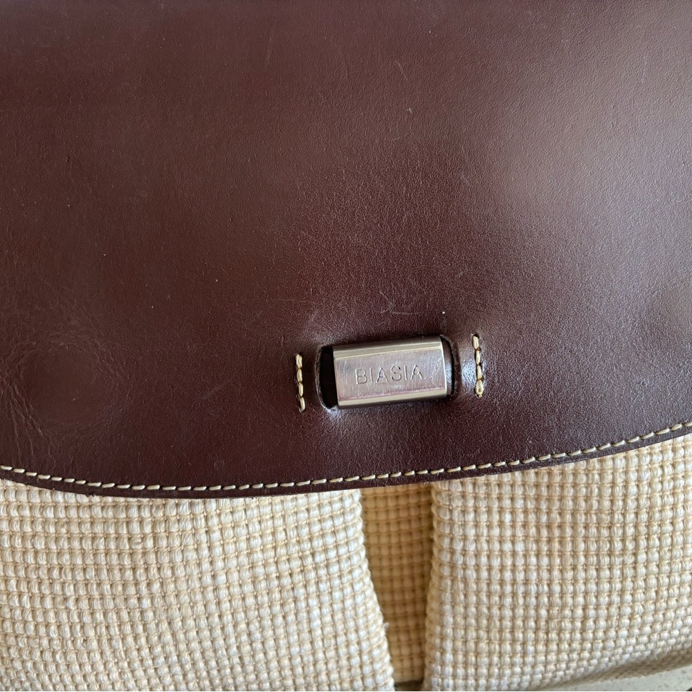 Vintage Francesco Biasia Women’s Shoulder Bag Brown Leather Cream EUC - Picture 2 of 12